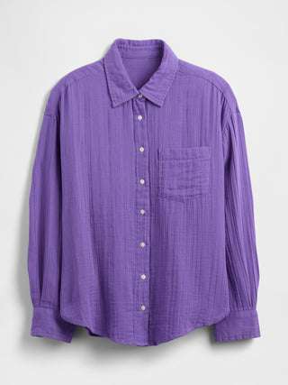 Camisa Oversize con Bolsillo de Algodón