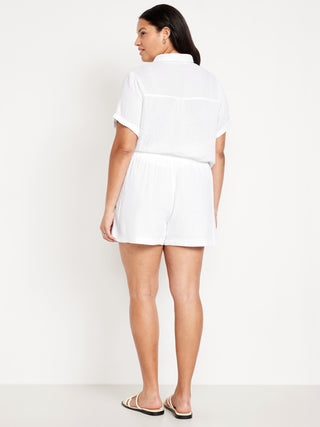 Short con Cintura Elástica de Gasa Arrugada