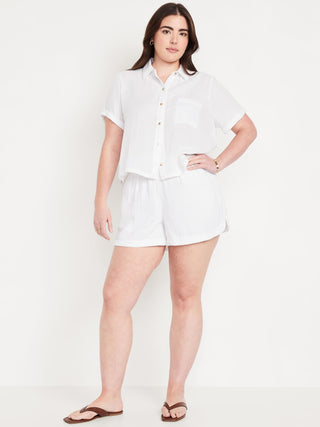 Short con Cintura Elástica de Gasa Arrugada