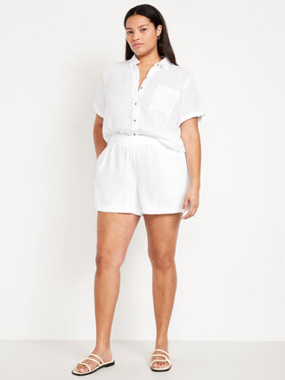 Short con Cintura Elástica de Gasa Arrugada