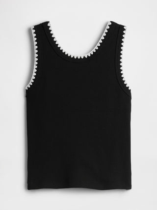 Camiseta de Punto Acanalado con Encaje, Niña