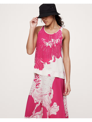 Blusa sin Mangas de Seda con Estampado