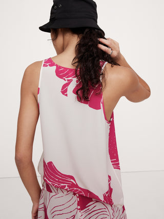 Blusa sin Mangas de Seda con Estampado