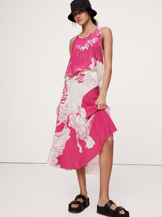 Blusa sin Mangas de Seda con Estampado