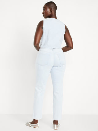 Jeans Rectos Talle Alto con Bolsillos