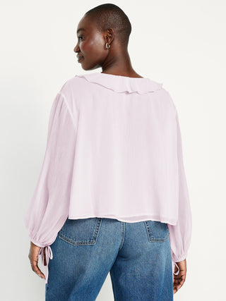 Blusa de Gasa con Detalle de Volantes