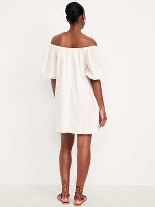 Vestido con Hombros Descubiertos de Algodón