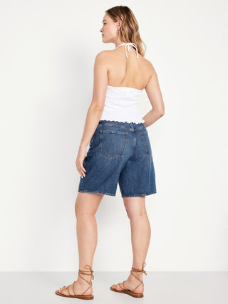 Bermuda Denim Talle Medio con Bolsillos