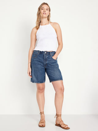 Bermuda Denim Talle Medio con Bolsillos