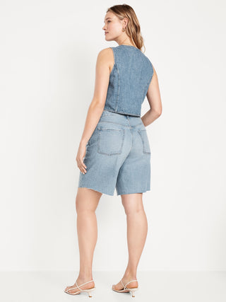 Bermuda Denim Talle Medio con Bolsillos