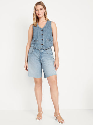 Bermuda Denim Talle Medio con Bolsillos