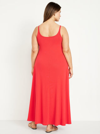 Vestido Midi sin Mangas con Tejido Acanalado