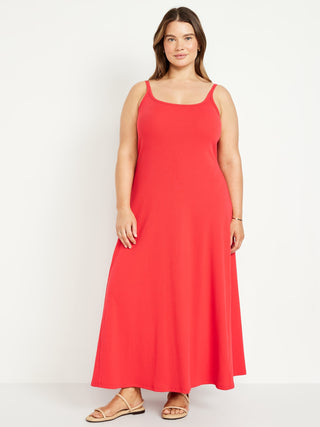 Vestido Midi sin Mangas con Tejido Acanalado