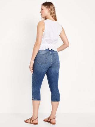 Jeans Capri Talle Alto con Bolsillos
