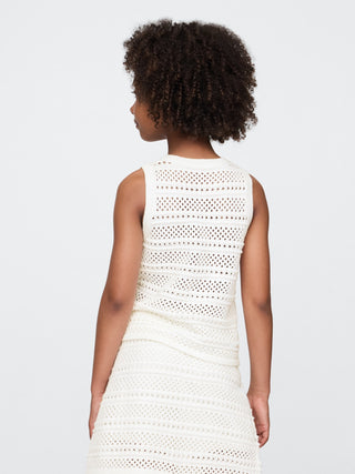 Camiseta Cuello Redondo de Crochet, Niña