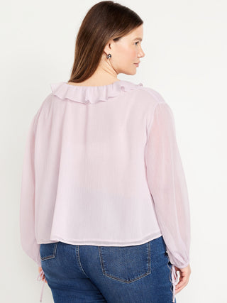 Blusa de Gasa con Detalle de Volantes