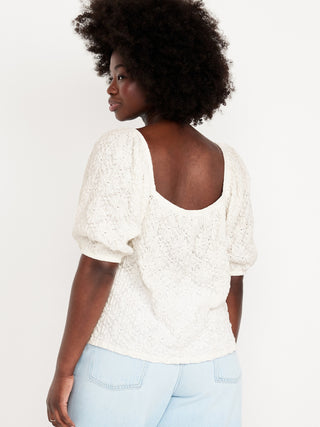 Blusa Manga Corta Detalle de Encaje