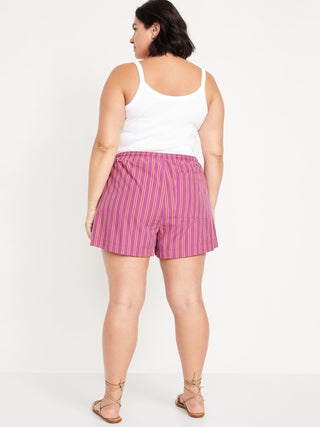 Short Talle Alto con Cintura Elástica de Rayas