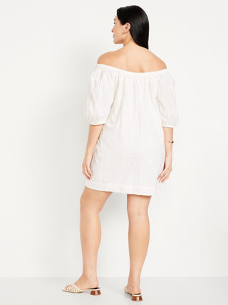 Vestido con Hombros Descubiertos de Algodón