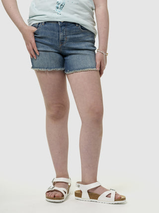 Short Denim Talle Alto con Bolsillos, Niña