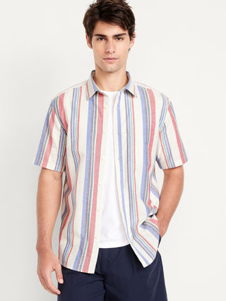 Camisa Manga Corta con Estampado de Rayas