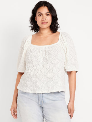 Blusa Manga Corta Detalle de Encaje