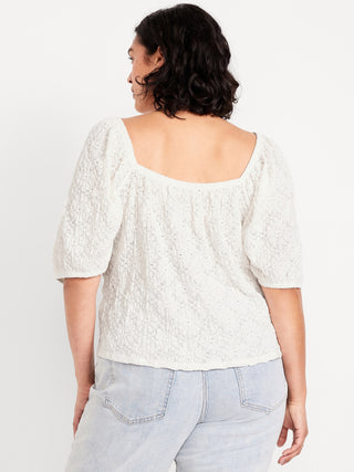 Blusa Manga Corta Detalle de Encaje