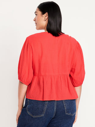 Blusa Manga Corta con Detalle Bordado