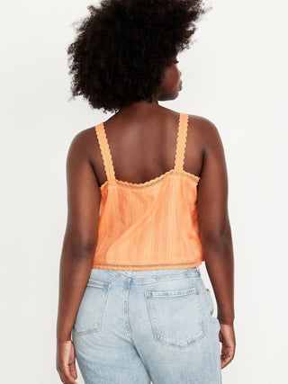 Blusa sin Mangas con Detalle de Encaje