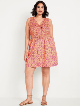 Vestido con Cintura Elástica Estampado Floral