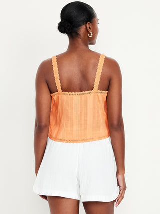 Blusa sin Mangas con Detalle de Encaje