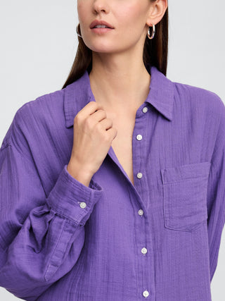 Camisa Oversize con Bolsillo de Algodón