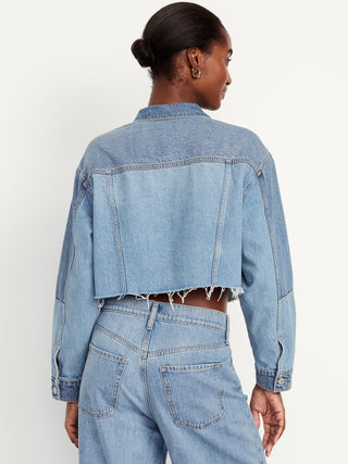 Chaqueta Denim con Efecto Deshilachado