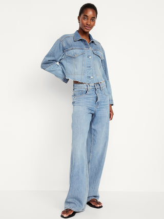 Chaqueta Denim con Efecto Deshilachado