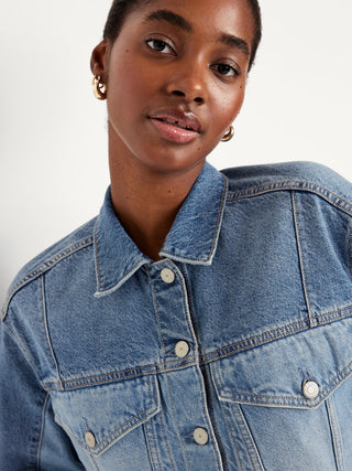 Chaqueta Denim con Efecto Deshilachado