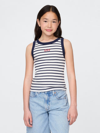 Camiseta sin Mangas con Logo Bordado, Niña