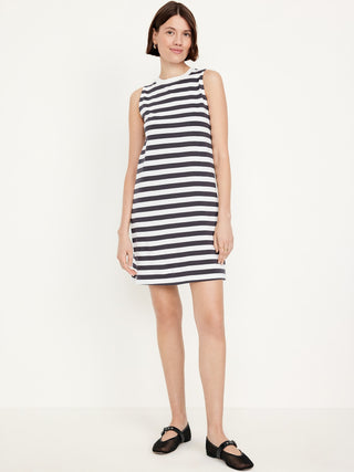 Vestido Cuello Redondo con Estampado de Rayas