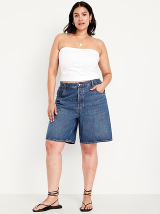 Bermuda Denim Talle Medio con Bolsillos