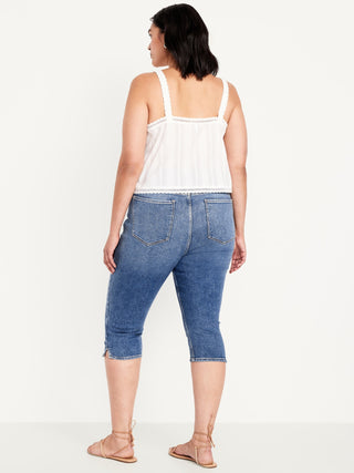 Jeans Capri Talle Alto con Bolsillos