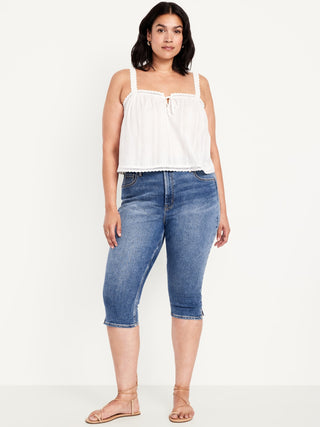 Jeans Capri Talle Alto con Bolsillos