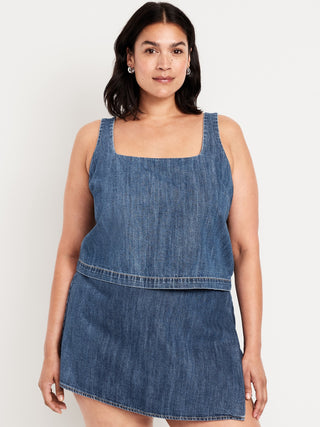 Blusa Denim Cuello Cuadrado