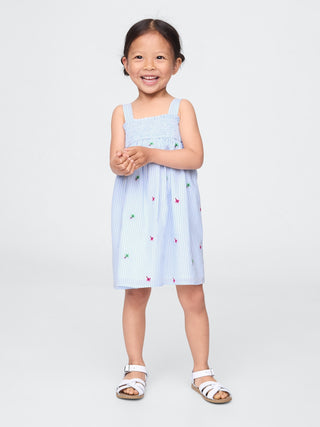 Vestido Cuello Cuadrado con Mariposas Bordadas, Bebé