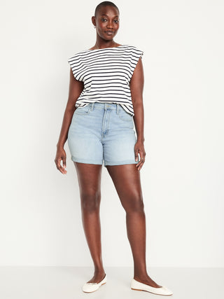 Short Denim Talle Alto con Bolsillos