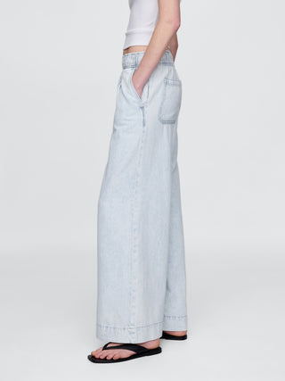 Jeans Holgados Talle Medio con Cintura Elástica