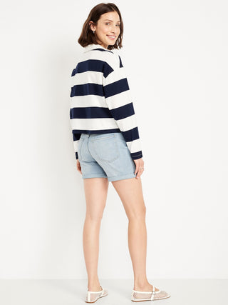 Short Denim Talle Alto con Bolsillos