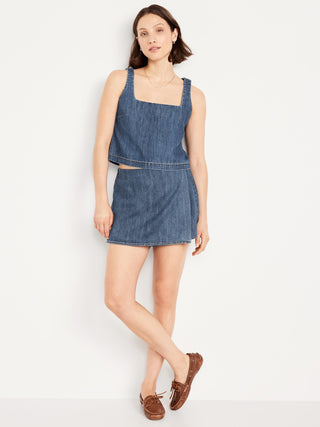 Blusa Denim Cuello Cuadrado