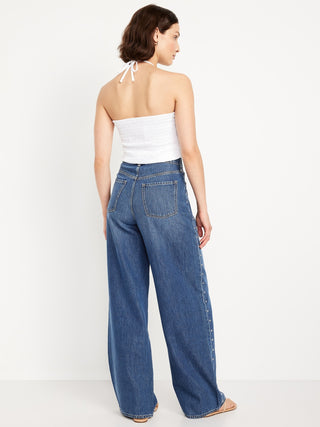 Jeans Baggy Talle Alto con Bolsillos.