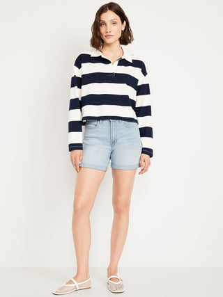 Short Denim Talle Alto con Bolsillos