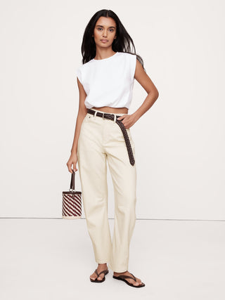 Jeans Barrel Talle Alto con Bolsillos