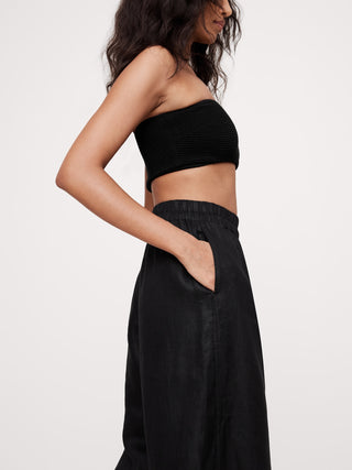 Pantalón Talle Alto con Bolsillos de Lino